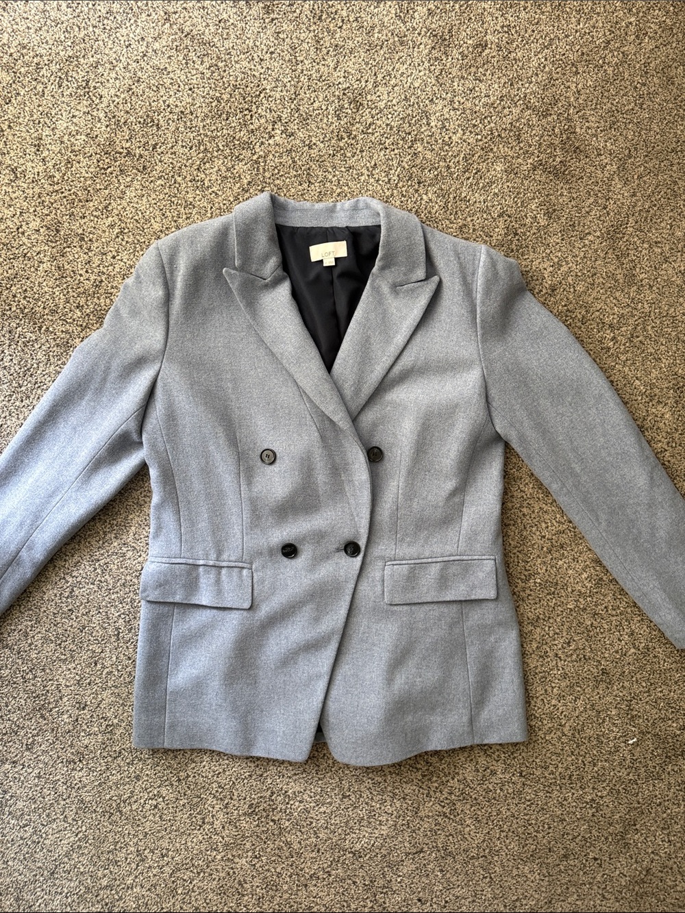LOFT Light Gray Double-Breasted Blazer